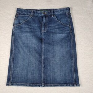 Lauren Ralph Lauren Denim Skirt Womens Size 8 Blue Straight Knee Length Medium